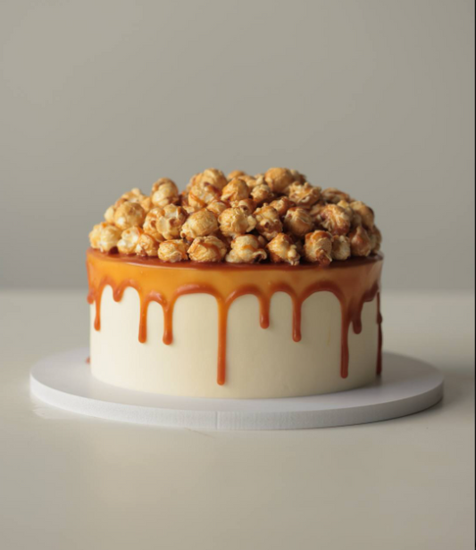 Carrot Cake with Soft Caramel and Popcorn