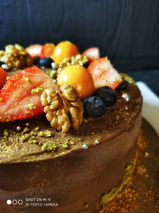 Chocolate Caramel Cake with a Waffle Layer, Vegan