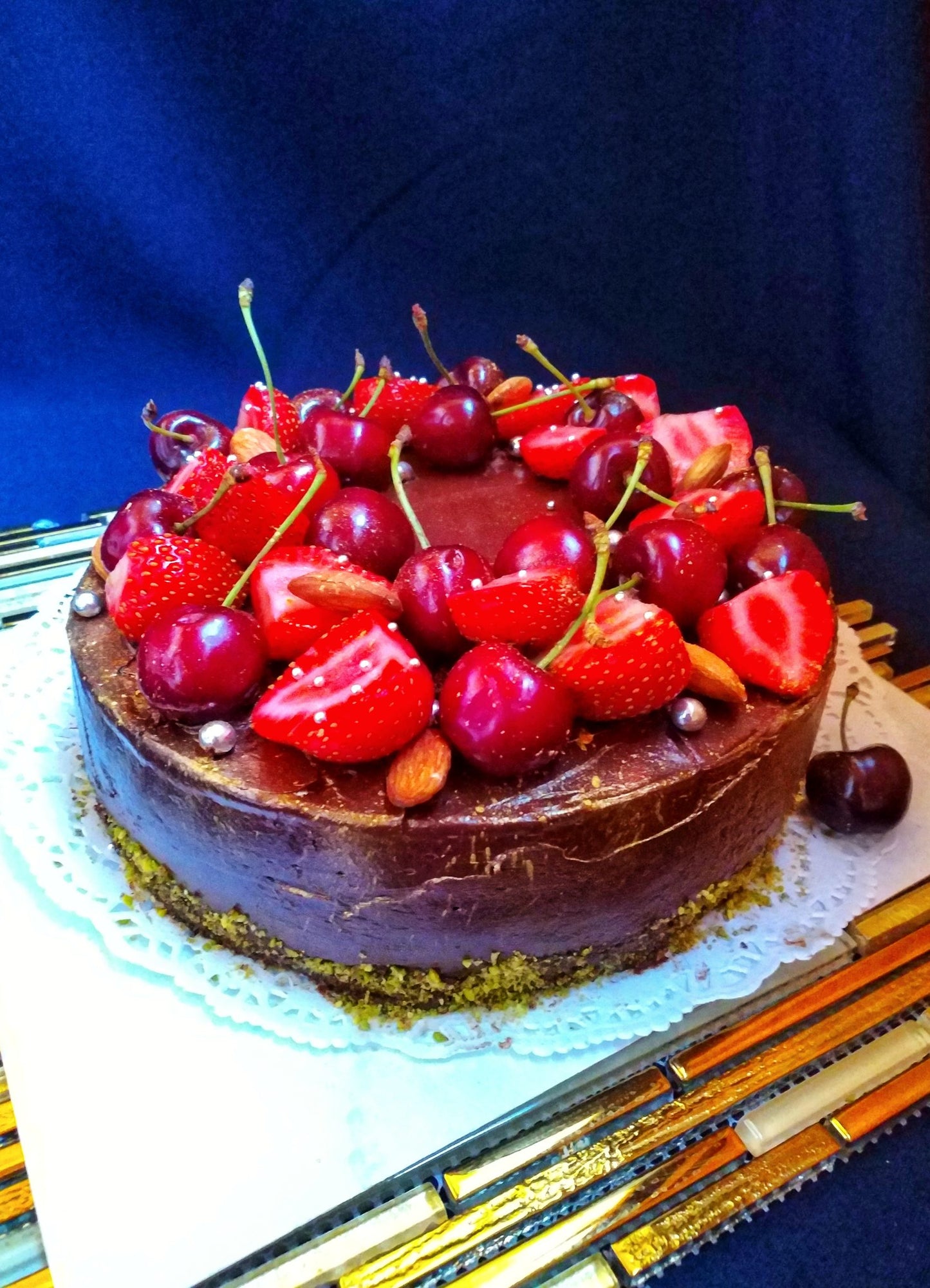 Raspberry Pistachio Cake, Vegan